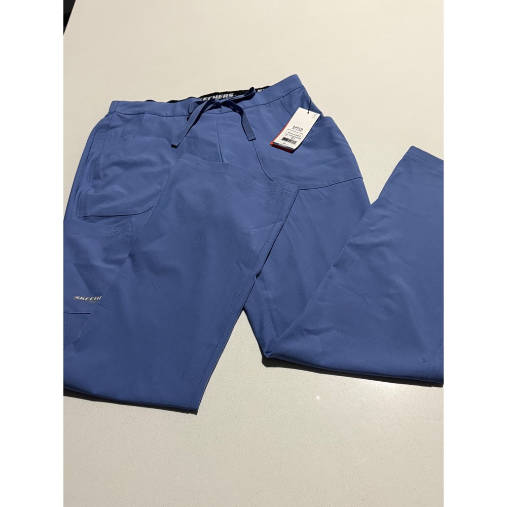 Skechers by Barco Reliance Cargo Drawstring Scrub Pants Ciel Blue Small New